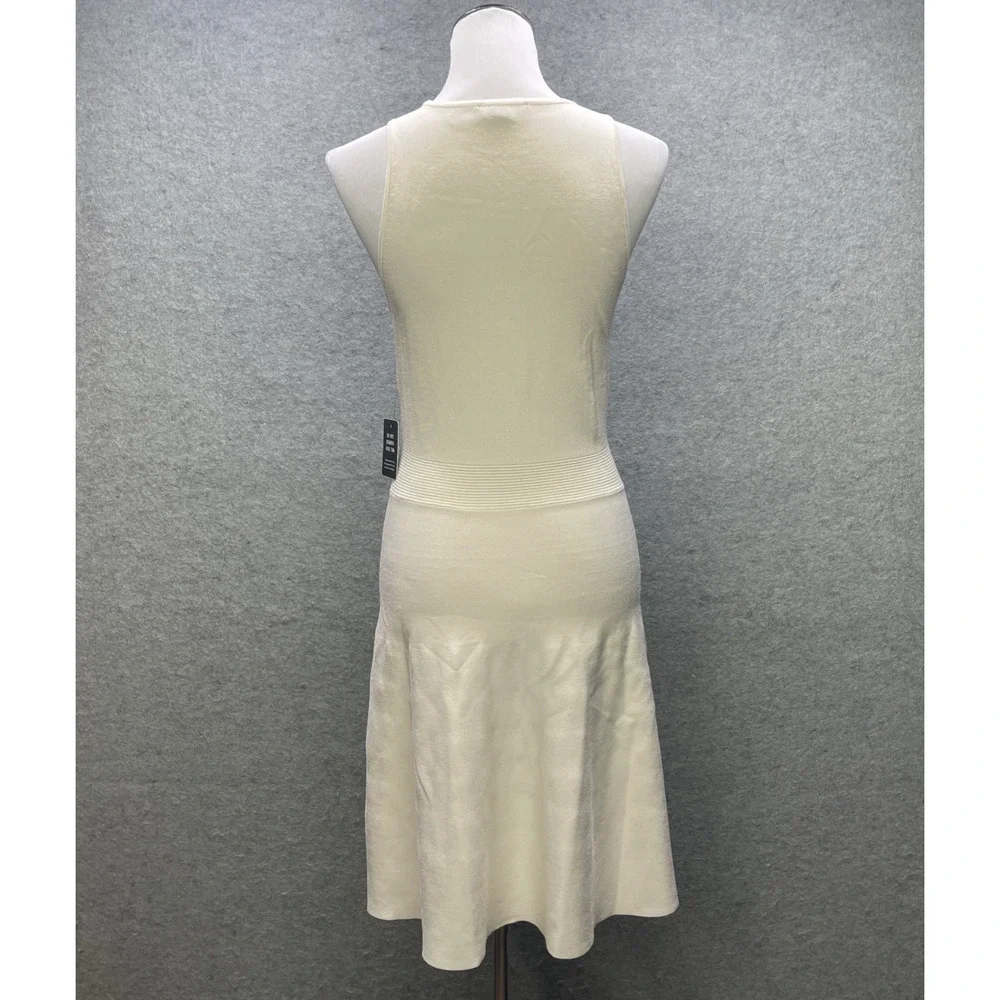 NWT Express Womens M Cream Tank Top Fit/Flare Knit Sweater Dress Midi Versatile
